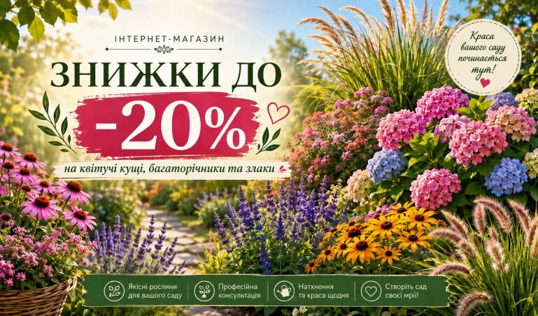Увага! Знижки до -20% на популярні рослини